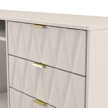 Diamond 6 Drawer Wide Sideboard in Kashmir Matt, close-up of the patterned drawer fronts
