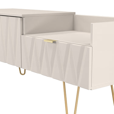 Diamond Split Level TV Unit in Kashmir Matt, close-up of the patterned drawer fronts