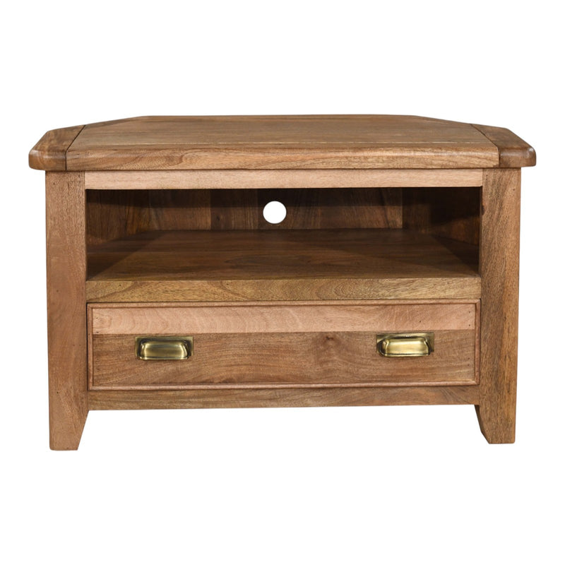 Dunmore Mango Wood Corner TV Unit