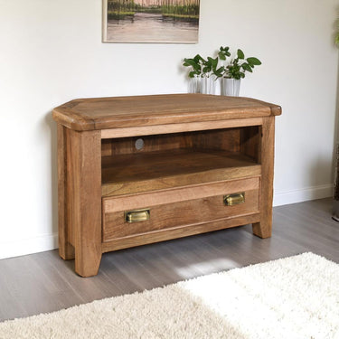 Dunmore Mango Wood Corner TV Unit - view 3