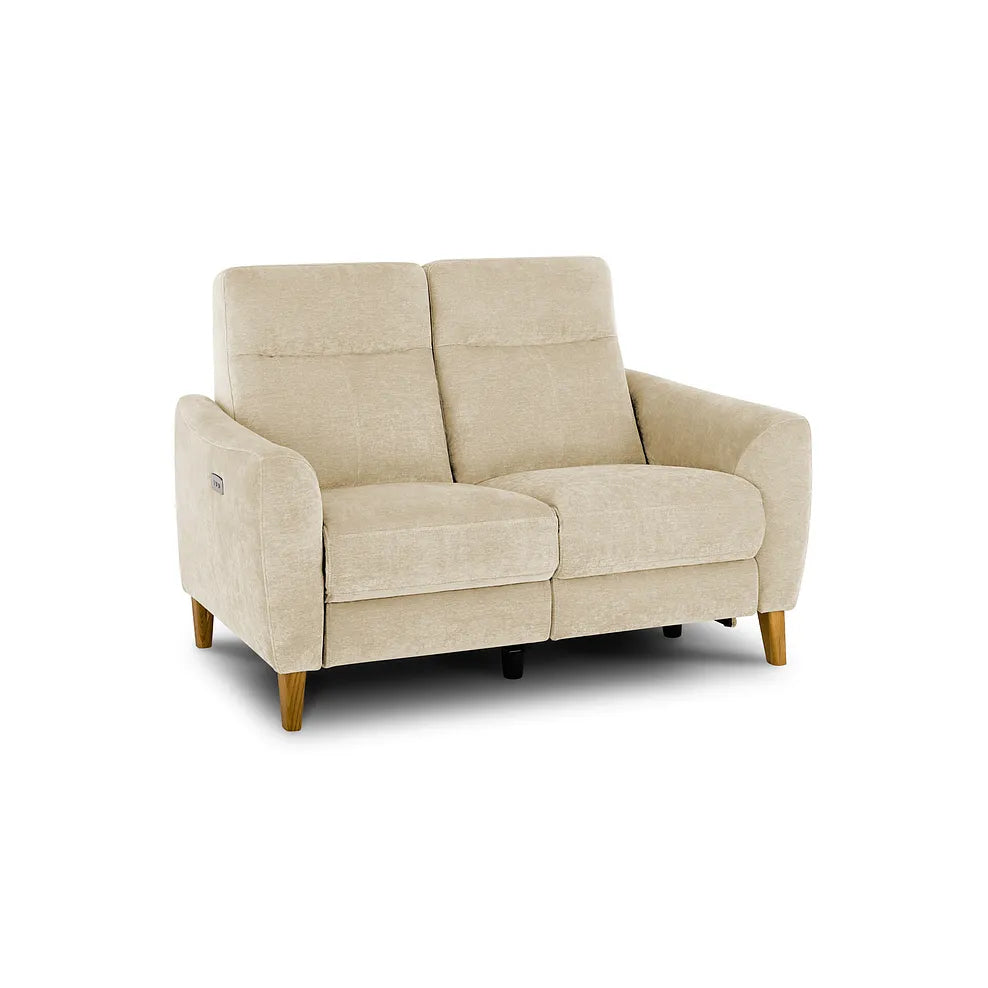 Dylan 2 Seater Electric Recliner Sofa in Darwin Ivory - Oak Furniture land