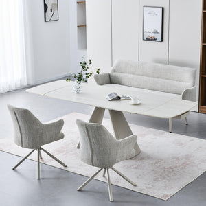 Table & 2 Monza Grey Swivel Chairs & Bench