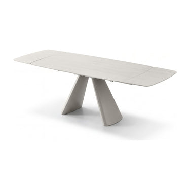 Gianna 2.4m Extending Ivory Travertine Effect Dining Table & 4 Monza Grey Swivel Chairs Dining Set – the dining table
