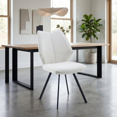 Greer Fabric Swivel Dining Chair - Camel – styled in a dining room