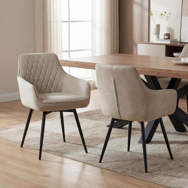 Hadley Fabric Dining Chair - Beige – styled in a dining room