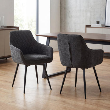 Hadley Fabric Dining Chair - Charcoal – styled in a dining room