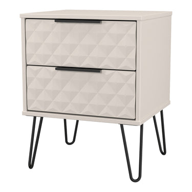 Harlequin 2 Drawer Bedside Cabinet in Kashmir Matt, angled view