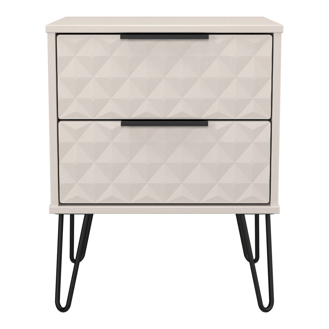 Harlequin 2 Drawer Bedside Cabinet in Kashmir Matt, front view