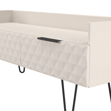 Harlequin 2 Drawer TV Unit in Kashmir Matt, close-up of the diamond-pattern drawer fronts