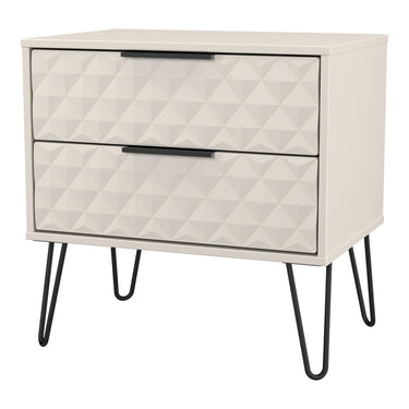 Harlequin 2 Drawer Wide Bedside Cabinet in Kashmir Matt, angled view