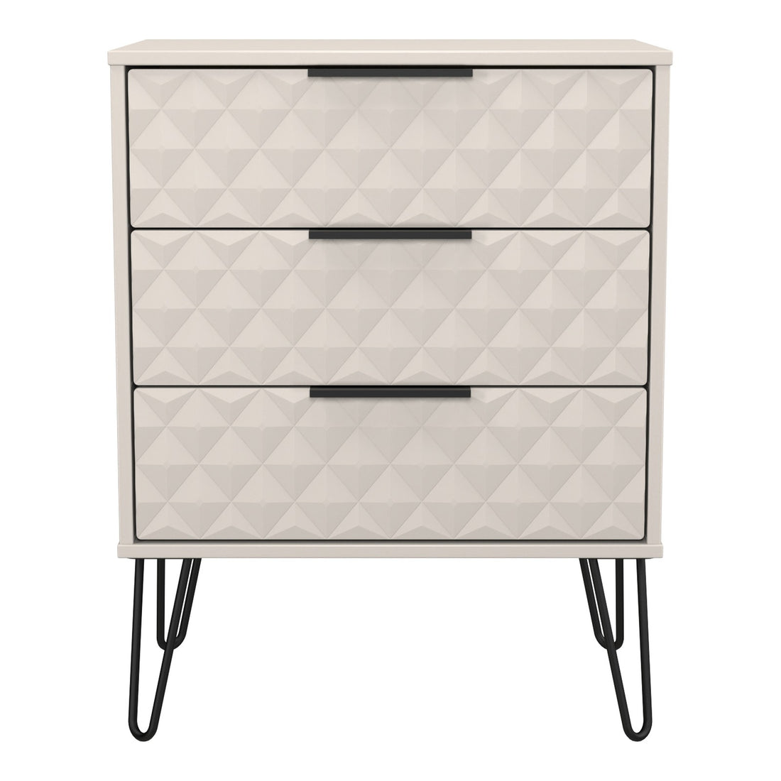 Harlequin 3 Drawer Midi Chest of Drawers in Kashmir Matt, front view
