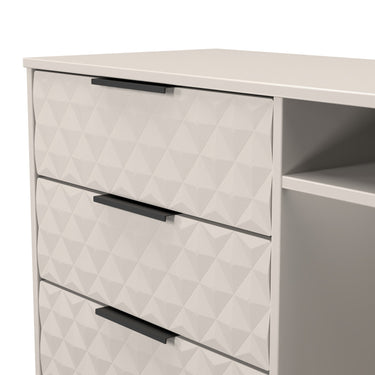 Harlequin 3 Drawer Sideboard in Kashmir Matt, close-up of the diamond-pattern drawer fronts