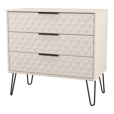 Harlequin 3 Drawer Wide Chest of Drawers in Kashmir Matt, angled view