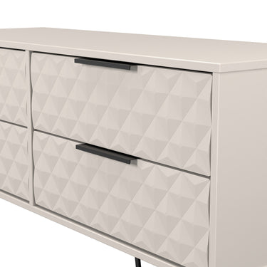 Harlequin 4 Drawer Bed Box in Kashmir Matt, close-up of the diamond-pattern drawer fronts