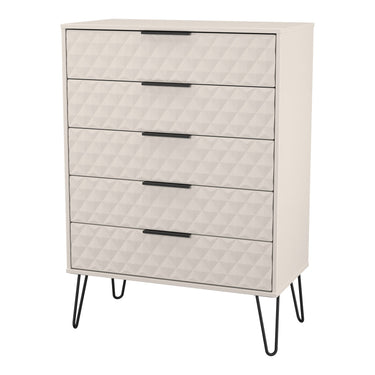 Harlequin 5 Drawer Wide Chest of Drawers in Kashmir Matt, angled view