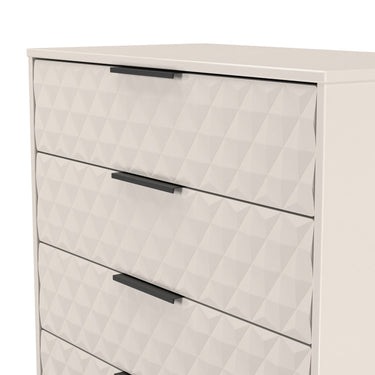 Harlequin 5 Drawer Wide Chest of Drawers in Kashmir Matt, close-up of the diamond-pattern drawer fronts