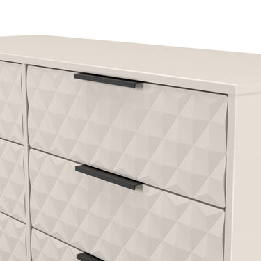 Harlequin 6 Drawer Double Chest of Drawers in Kashmir Matt, close-up of the diamond-pattern drawer fronts