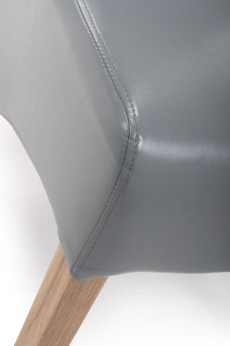 Trista Grey PU Leather High Back Fabric Dining Chair