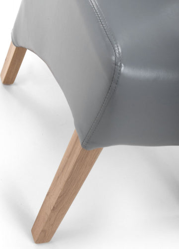 Trista Grey PU Leather High Back Fabric Dining Chair