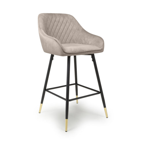 Savanna Brushed Velvet Black / Mink / Grey Fabric Bar Stool