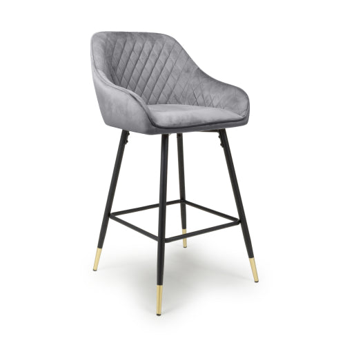 Savanna Brushed Velvet Black / Mink / Grey Fabric Bar Stool