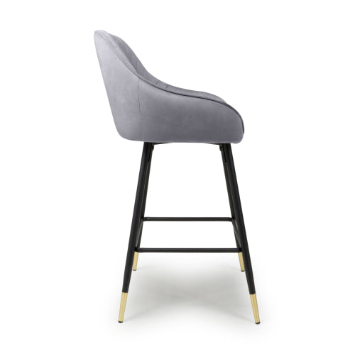 Savanna Brushed Velvet Black / Mink / Grey Fabric Bar Stool