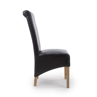 Trista Black PU Leather High Back Fabric Dining Chair