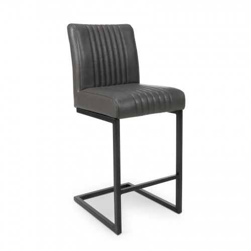 Asher Cantilever Leather Effect Grey Dining Bar Chair