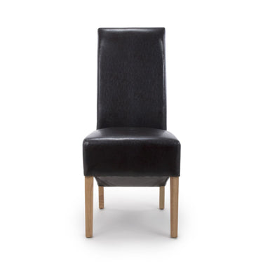 Trista Black PU Leather High Back Fabric Dining Chair