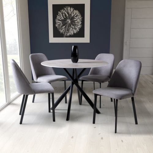 Avesta Grey Dining Table & 4 Linden Dining Chairs Set