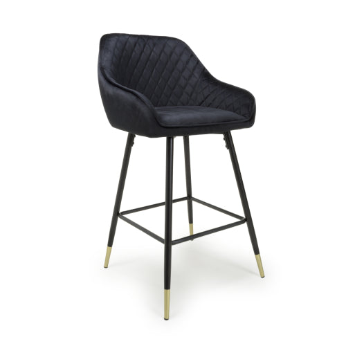 Savanna Brushed Velvet Black / Mink / Grey Fabric Bar Stool