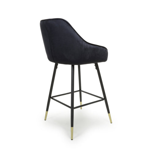 Savanna Brushed Velvet Black / Mink / Grey Fabric Bar Stool