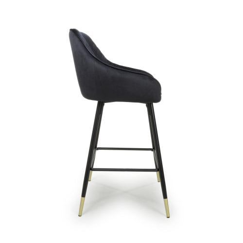 Savanna Brushed Velvet Black / Mink / Grey Fabric Bar Stool