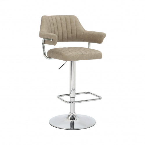 Cortez Leather Effect Fabric Mink / Charcoal / Grey Bar Stool