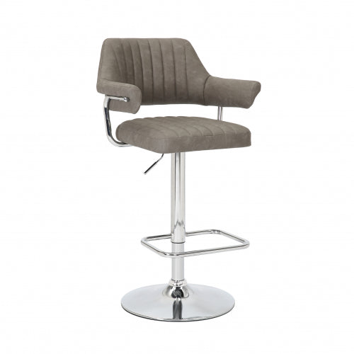 Cortez Leather Effect Fabric Mink / Charcoal / Grey Bar Stool