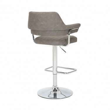 Cortez Leather Effect Fabric Charcoal Bar Stool