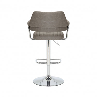 Cortez Leather Effect Fabric Charcoal Bar Stool