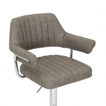 Cortez Leather Effect Fabric Charcoal Bar Stool