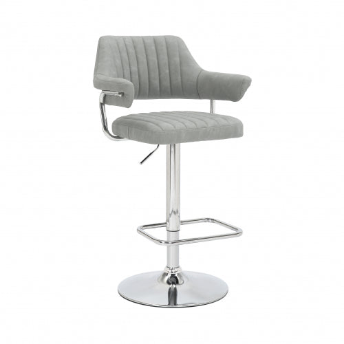 Cortez Leather Effect Fabric Grey Bar Stool