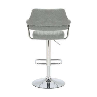 Cortez Leather Effect Fabric Grey Bar Stool