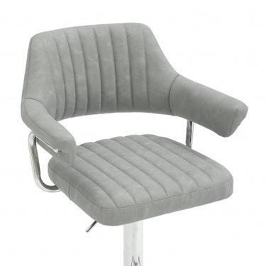 Cortez Leather Effect Fabric Grey Bar Stool
