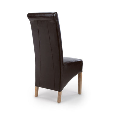 Trista Brown PU Leather High Back Fabric Dining Chair
