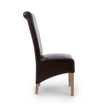 Trista Brown PU Leather High Back Fabric Dining Chair