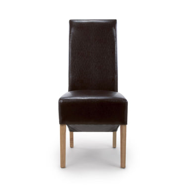 Trista Brown PU Leather High Back Fabric Dining Chair