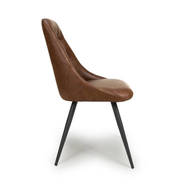 Leather Tan Effect Dining Chair Home Living Outlet Furniture