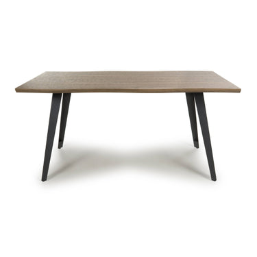 Curved Edge Dining Table Black Legs Discount Brown 1.6m Size