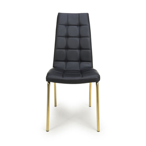 Jenner Leather Effect Grey / Black Fabric Gold Leg Dining Chair