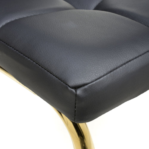 Jenner Leather Effect Grey / Black Fabric Gold Leg Dining Chair