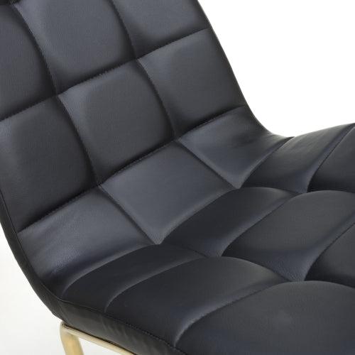 Jenner Leather Effect Grey / Black Fabric Gold Leg Dining Chair