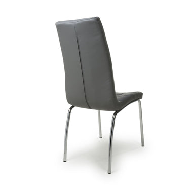 Jenner Leather Effect Grey - Chrome Leg Dining Chair